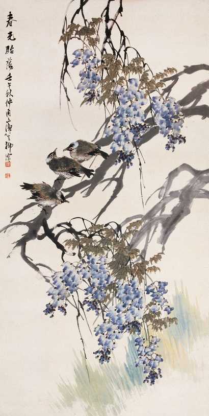 柳滨 壬午（1942年）作 花鸟 立轴